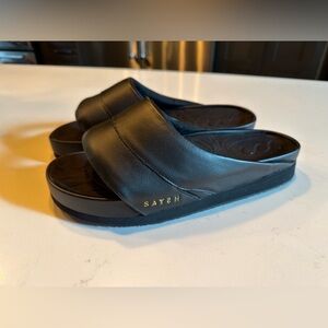 Athleta Saysh Black Slide Sandals NEW
